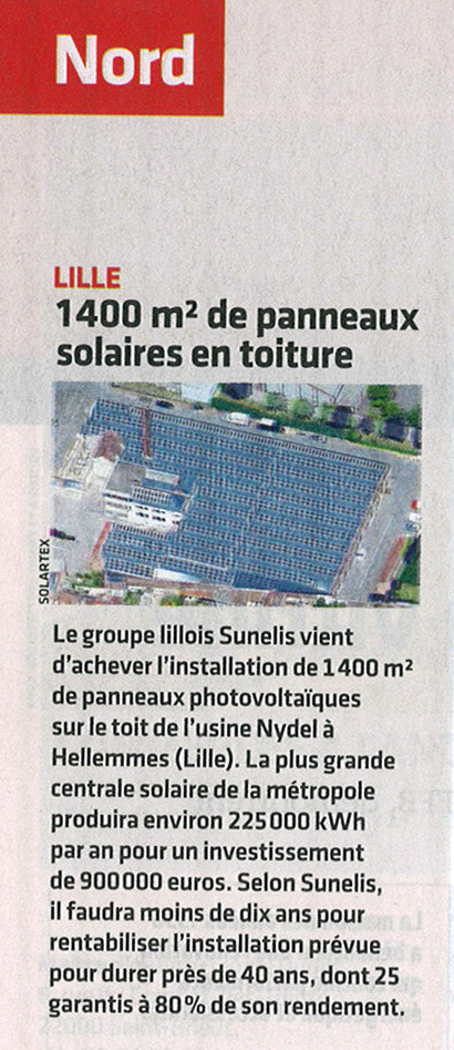 1400 m² de panneaux solaires sur la toiture de la plus grosse centrale solaire de Lille